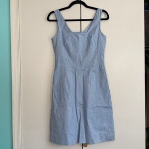 J.Crew Women's Blue Cotton Blend Sleeveless V-Neck Sheath Dress Size 4 RN77388